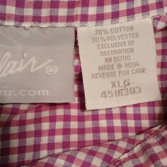 Lot of 2 Blair Women's Button Up Blouses XL Pink Purple Check Embroidered VTG - Picture 3 of 11
